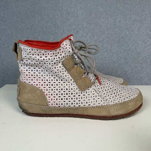 Sorel Women's Size 11 White Tan Ensenada Festival Cutout Leather Booties Boots - Picture 1 of 8
